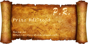 Pritz Rátold névjegykártya